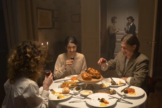 happy family enjoying dinner together