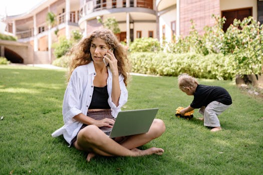 image of a tired working mother balancing work and family