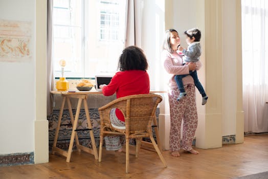 working mother enjoying quality time with kids